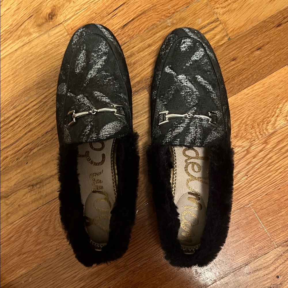 Sam Edelman Black and Silver Loafers